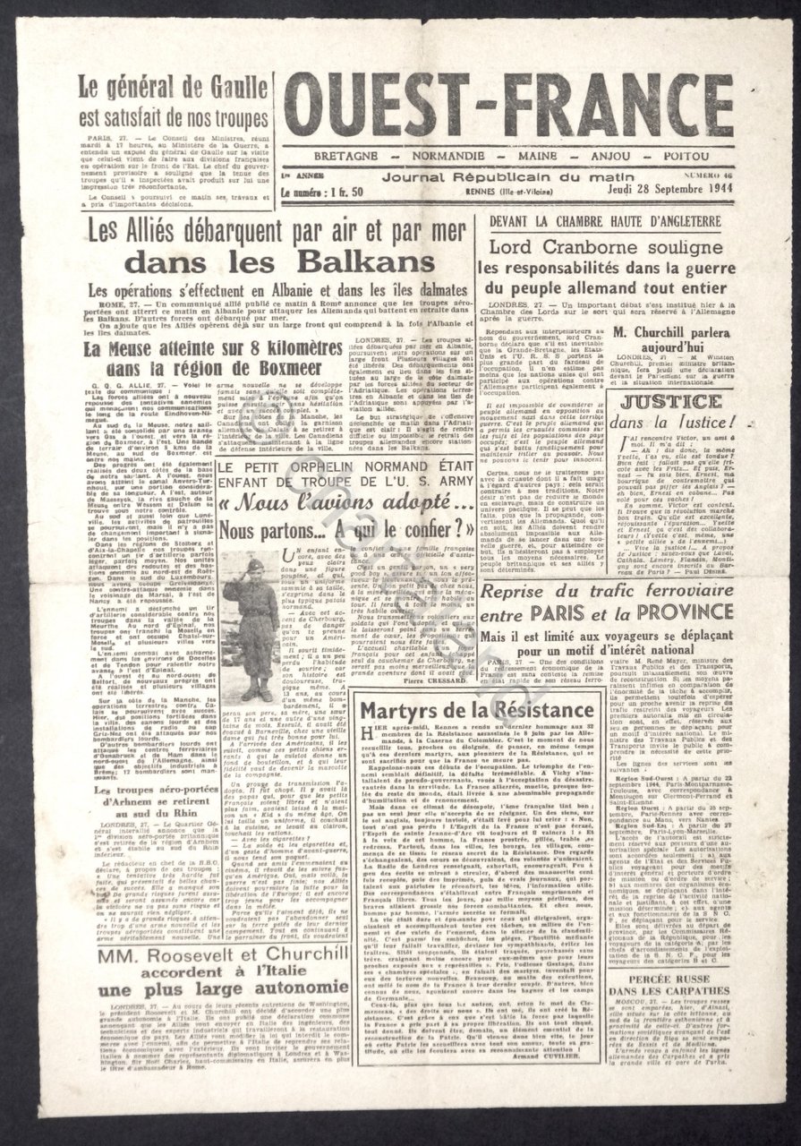 WWII Giornale Francia - Ouest-France - N. 46 - 28 …