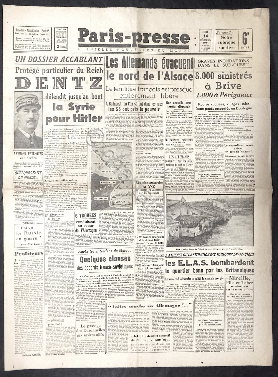 WWII Giornale Francia - Paris-presse - N. 27 - 14 …