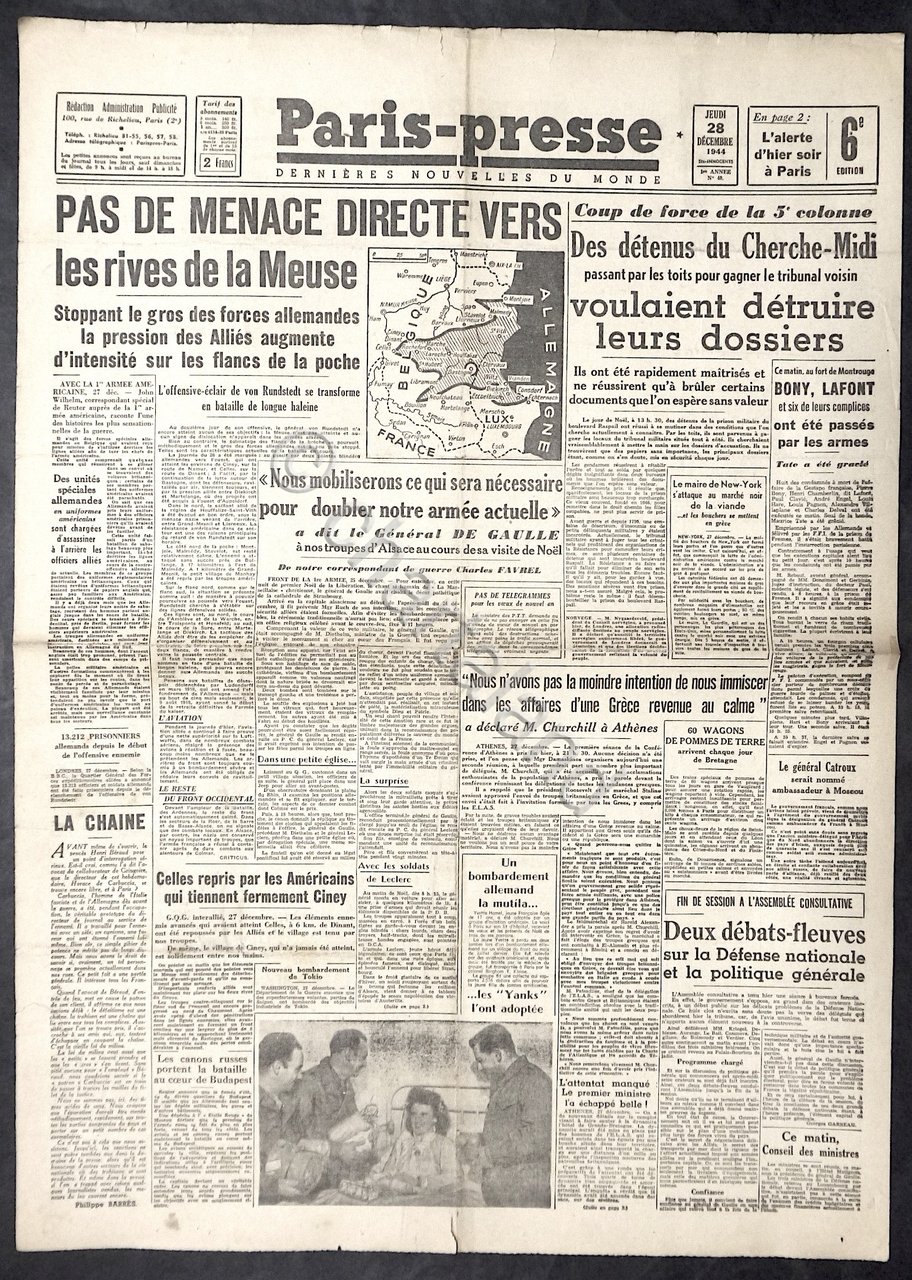 WWII Giornale Francia - Paris-presse - N. 40 - 28 …