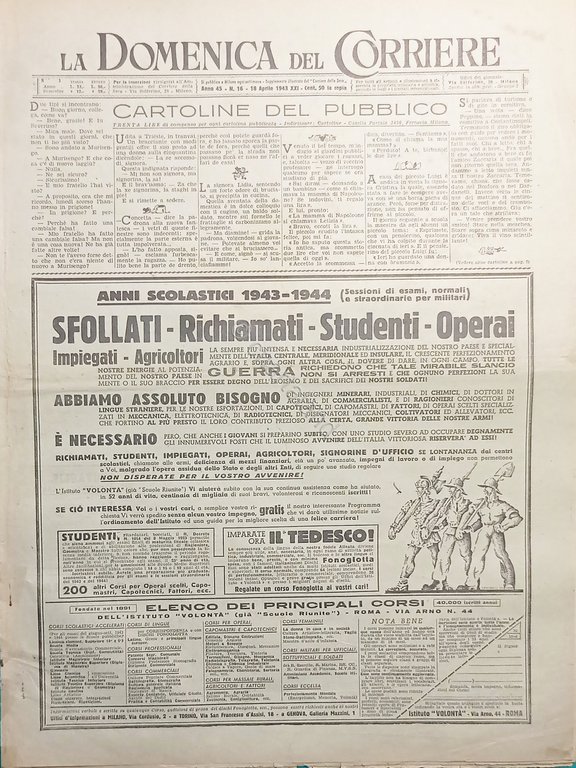 WWII La Domenica del Corriere N. 16 - 1943 | Immagine Gallery 1