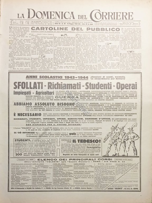 WWII La Domenica del Corriere N. 20 - 1943