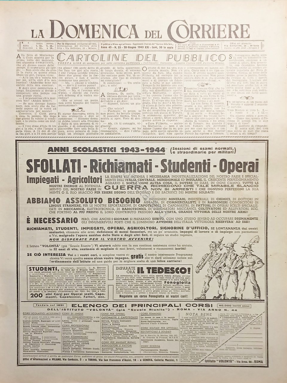 WWII La Domenica del Corriere N. 25 - 1943