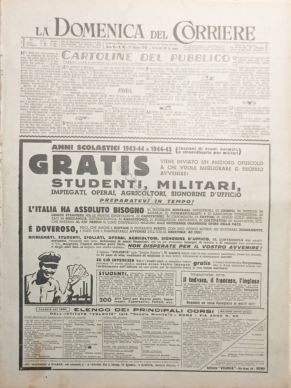 WWII La Domenica del Corriere N. 42 - 1943