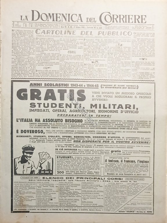 WWII La Domenica del Corriere N. 42 - 1943