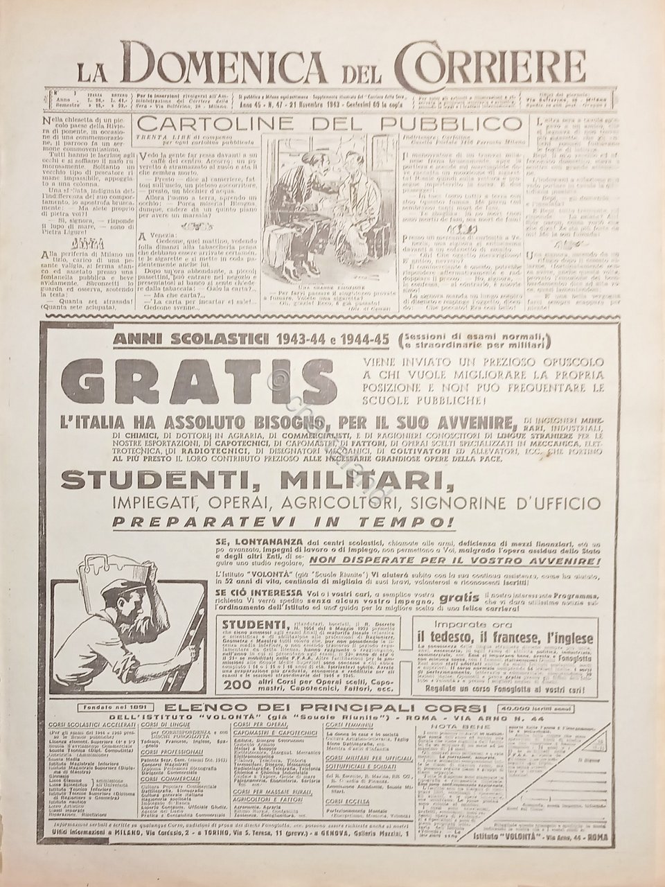 WWII La Domenica del Corriere N. 47 - 1943