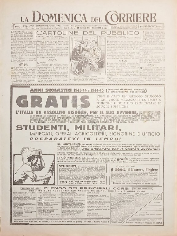 WWII La Domenica del Corriere N. 47 - 1943 | Immagine Gallery 1