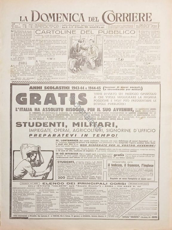 WWII La Domenica del Corriere N. 47 - 1943