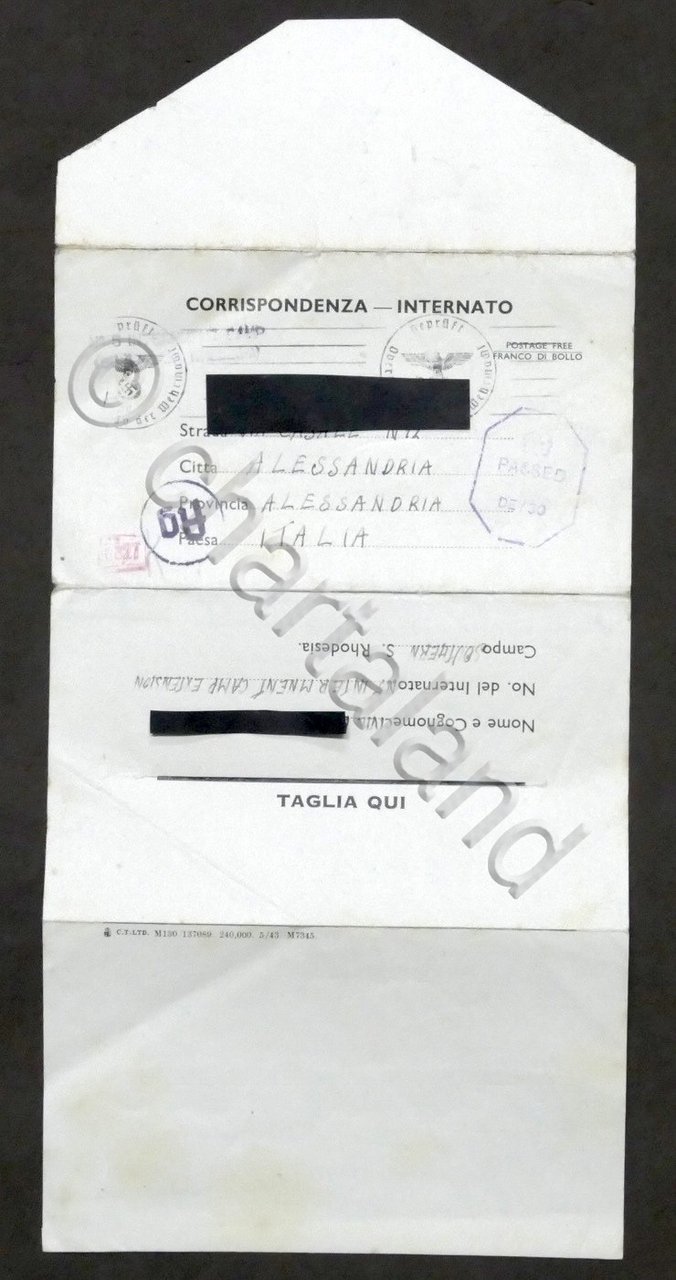 WWII Lettera internato italiano - Campo concentramento N. 5 - … | Immagine principale