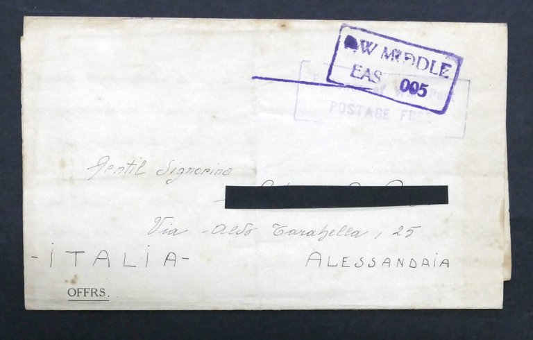 WWII Lettera Prigioniero di Guerra italiano Campo 304 Middle East …