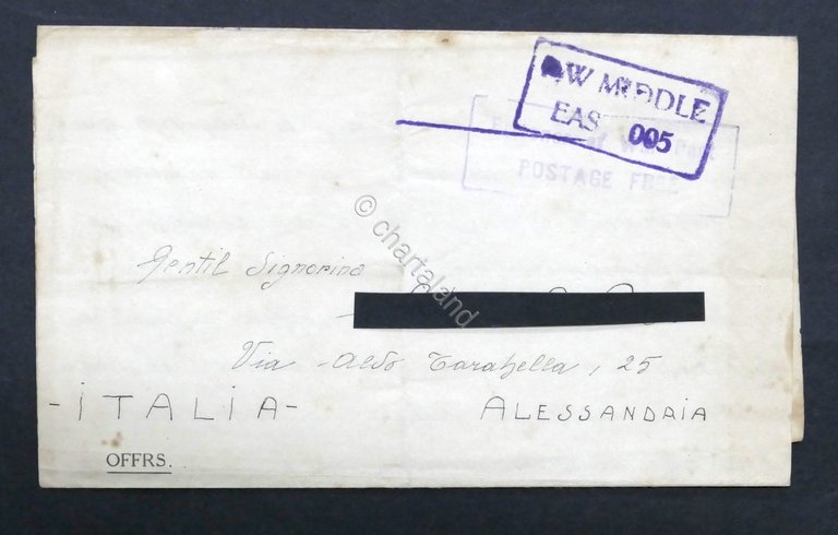 WWII Lettera Prigioniero di Guerra italiano Campo 304 Middle East …