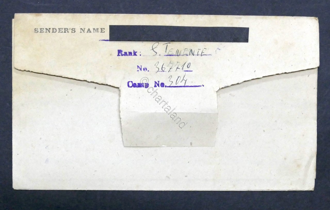 WWII Lettera Prigioniero di Guerra italiano Campo 304 Middle East …