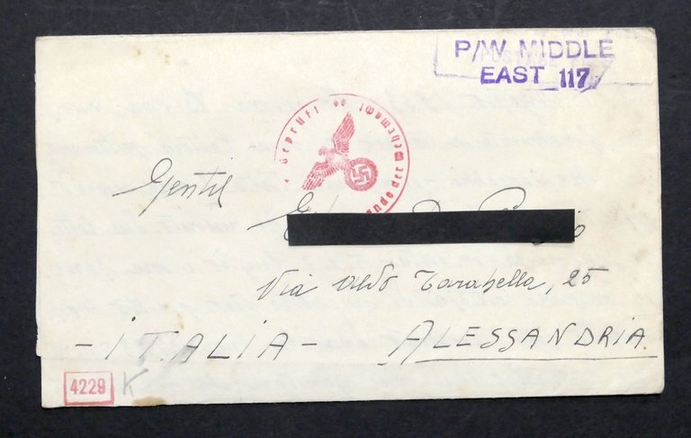 WWII Lettera Prigioniero di Guerra italiano Campo 304 Middle East …