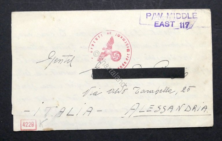 WWII Lettera Prigioniero di Guerra italiano Campo 304 Middle East …