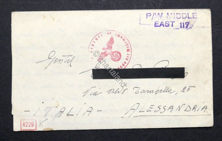 WWII Lettera Prigioniero di Guerra italiano Campo 304 Middle East …