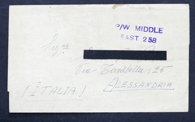 WWII Lettera Prigioniero di Guerra italiano Campo 304 Middle East …