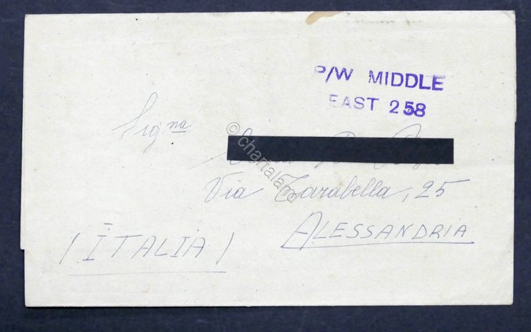 WWII Lettera Prigioniero di Guerra italiano Campo 304 Middle East …