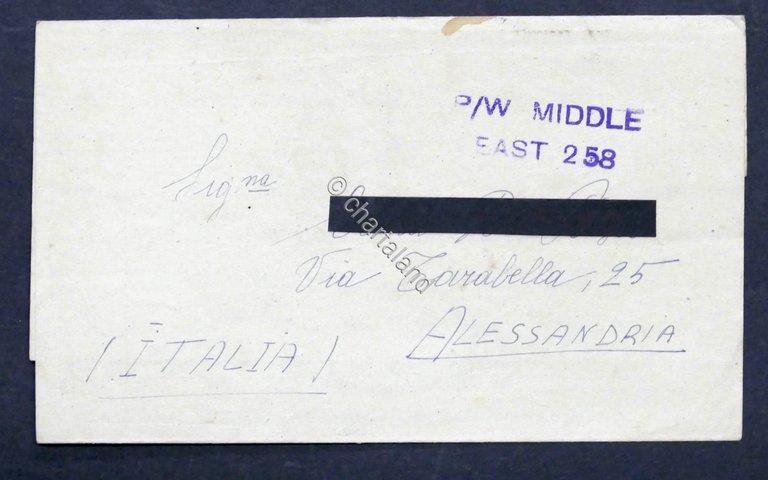 WWII Lettera Prigioniero di Guerra italiano Campo 304 Middle East …