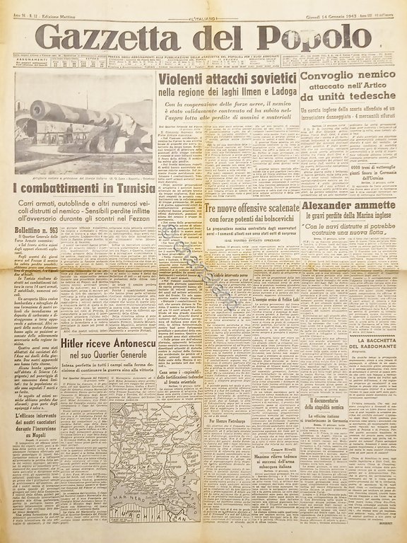 WWII Quotidiano - Gazzetta del Popolo N. 12 - 1943 …