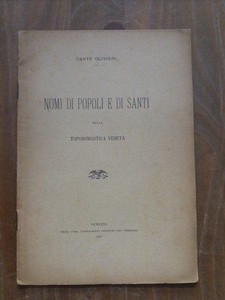 Nomi di popoli e di santi nella toponomastica veneta