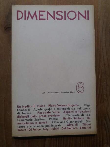 Dimensioni Bimestrale di cultura - Nuova serie N.6 Dicembre 1969