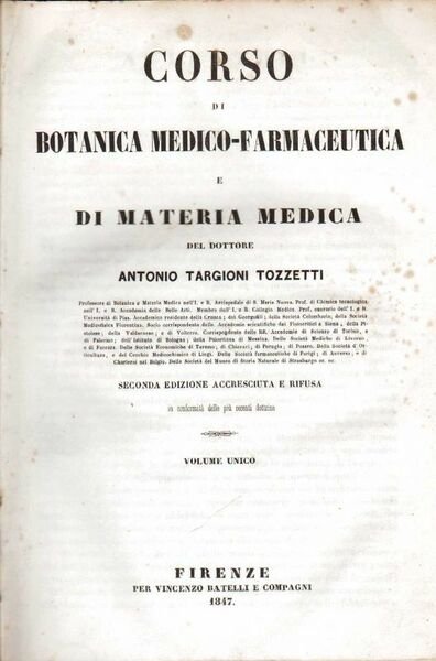 Corso di Botanica Medico - Farmaceutica e di materia medica.