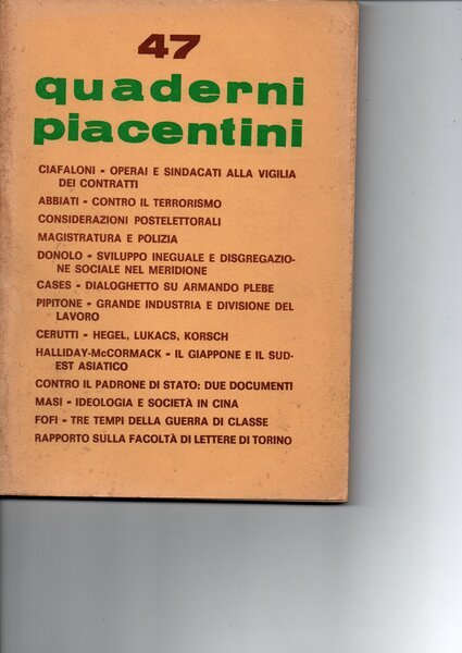 Rivista bimestrale. Responsabile Luca Baranelli, Bianca Becalli, Piergiorgio Bellocchio.