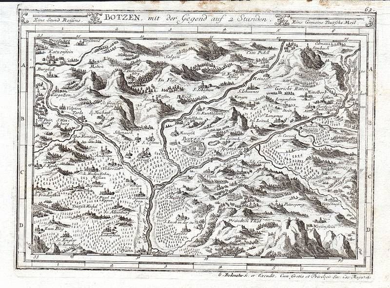 Botzen, mit der Gegend auf 2 Stunden.