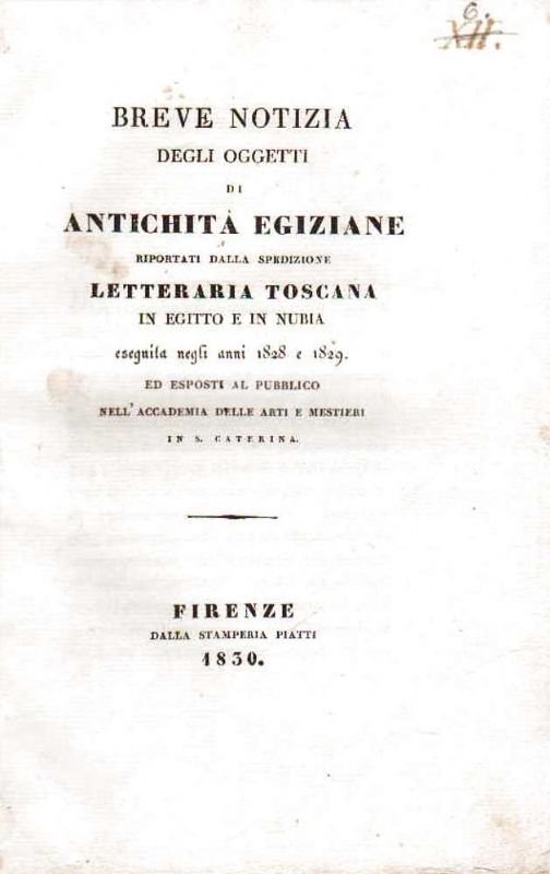 Breve notizia degli oggetti di antichità egiziane riportati dalla spedizione …