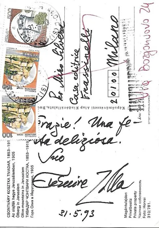 Cartolina illustrata autografa firmata.