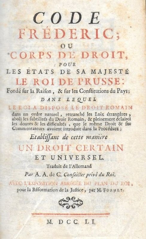 Code Fréderic ou corps de droit pour les états de …
