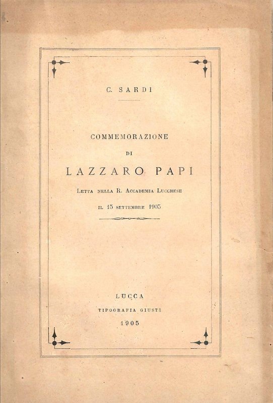 Commemorazione di Lazzaro Papi, letta nella R. Accademia Lucchese il …