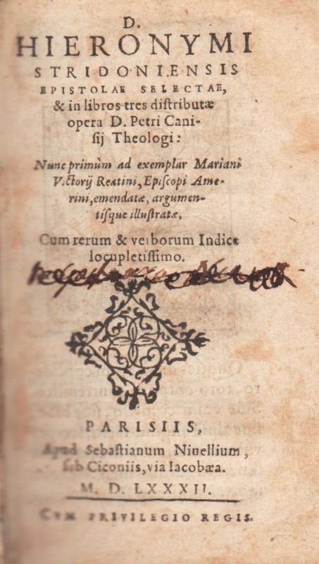 D. Hieronymi Stridoniensis Epistolae selectae, & in libros tres distributae …