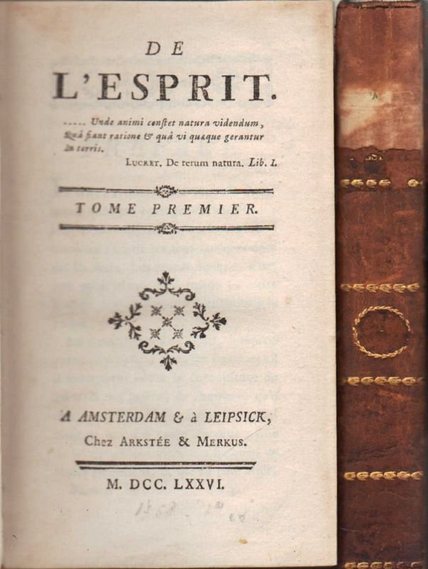 De l'Esprit. Tome Premier [ - Second]. | Immagine principale