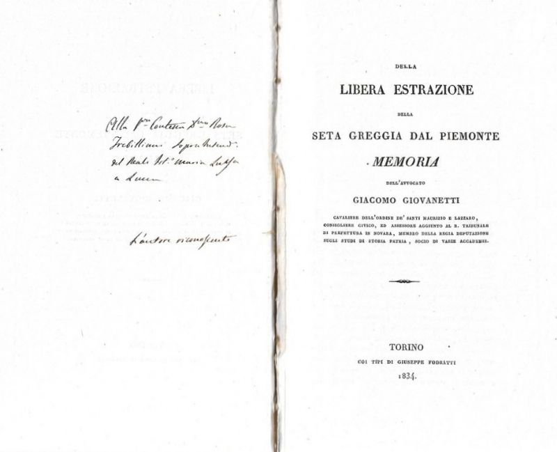 Della libera estrazione della seta greggia dal Piemonte (memoria).