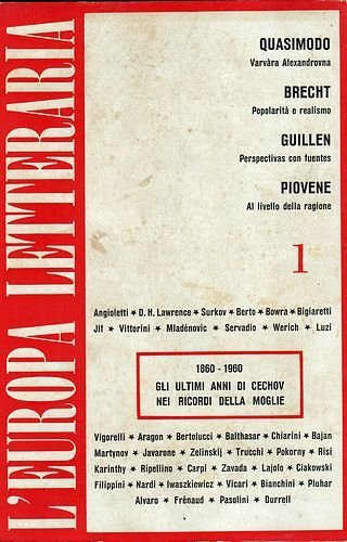 Direttore Giancarlo Vigoreli. (Rivista bimestrale). Anno I°, n° 1.