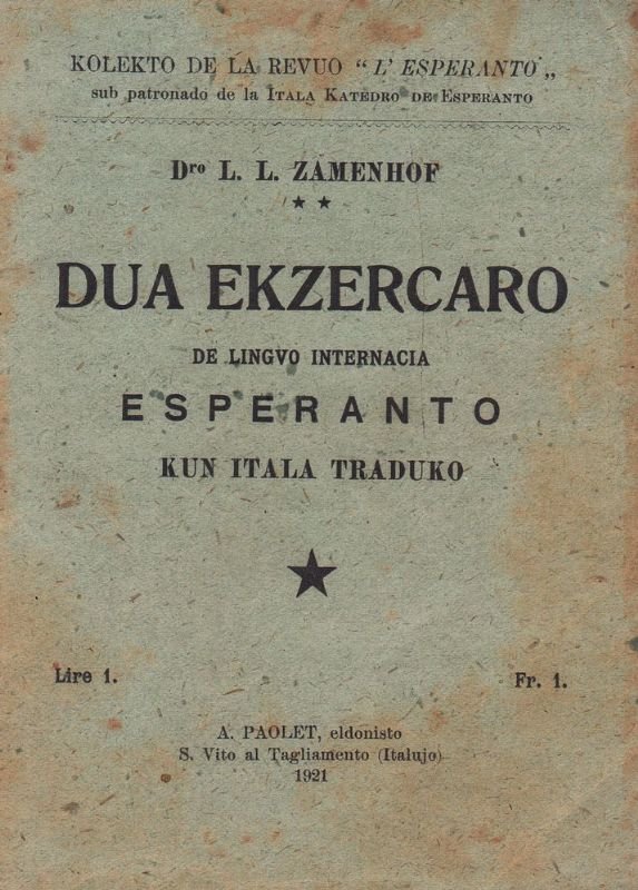 Dua Ekzercaro de Linguo Internacia Esperanto kun Itala Traduko.