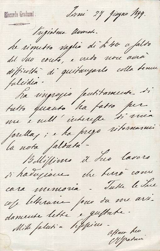 Due lettere autografe firmate.