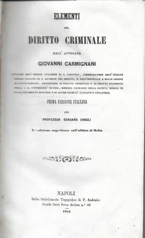Elementi di Diritto Criminale. | Immagine principale