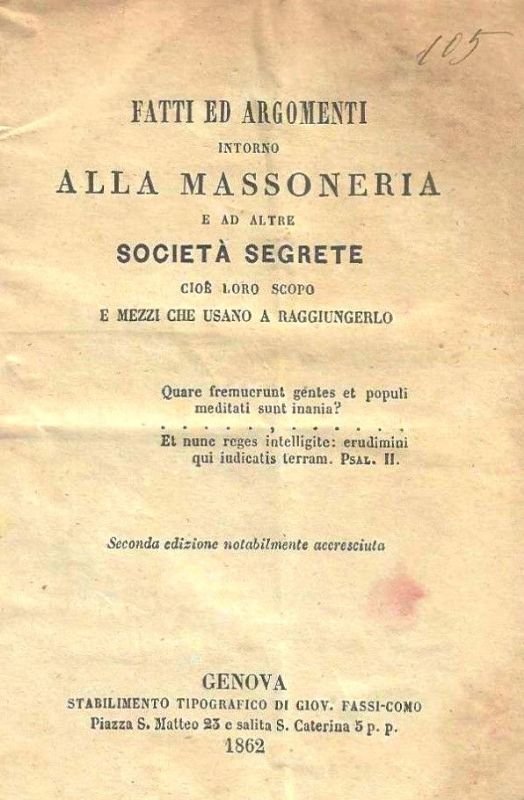 Fatti ed argomenti intorno alla massoneria e ad altre società …