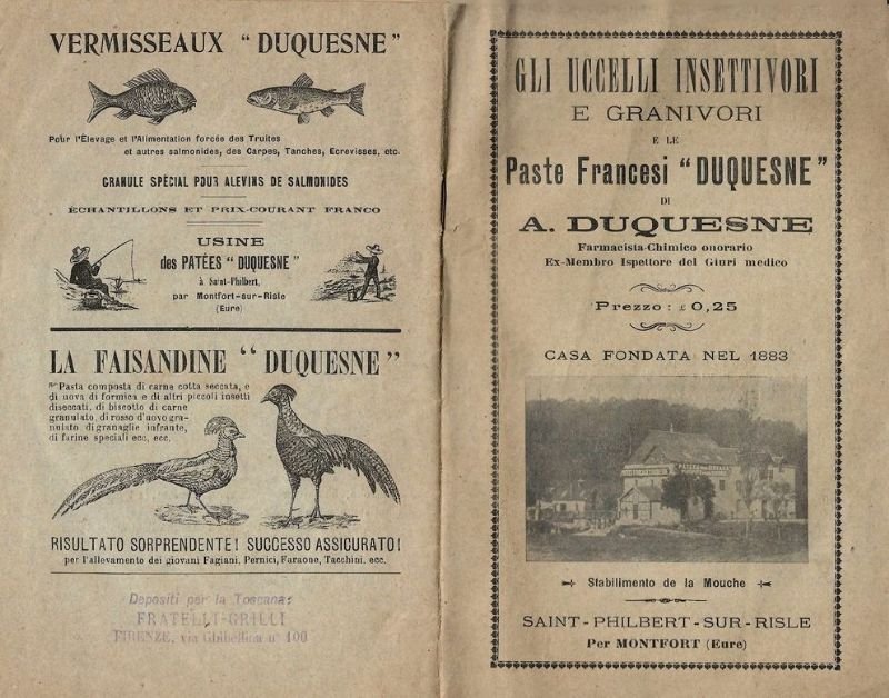 Gli uccelli insettivori e granivori e le Paste Francesi £Duquesne'. …