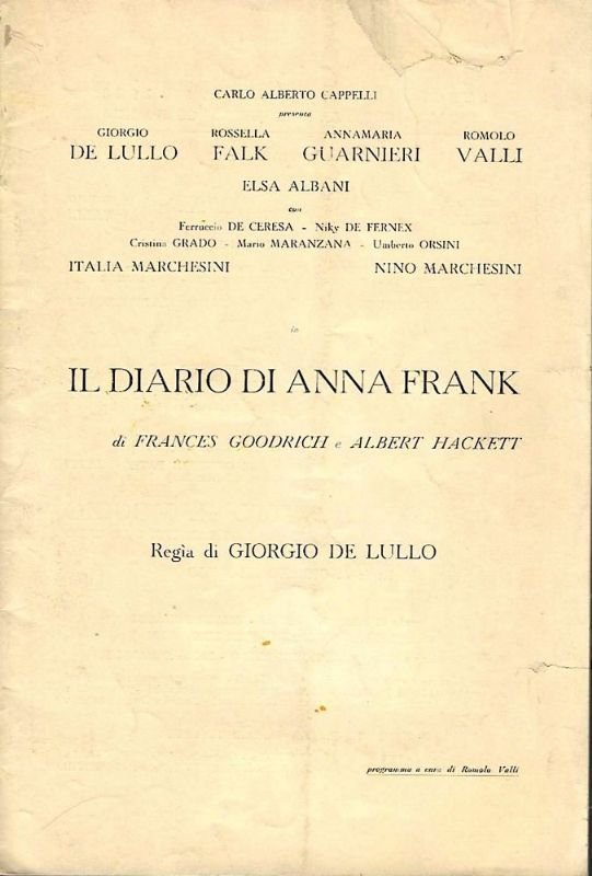 Il Diario di Anna Frank, con Giorgio De Lulli, Rossella …
