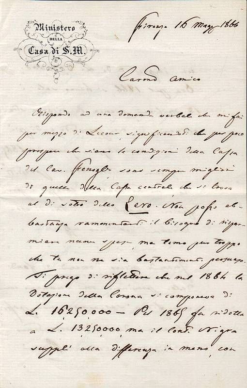 Importante lettera autografa firmata del reggente del Ministero della Real …
