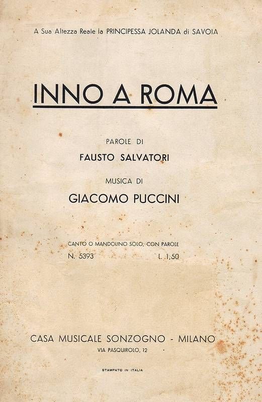 Inno a Roma (.) Canto o mandolino, con parole (N. …