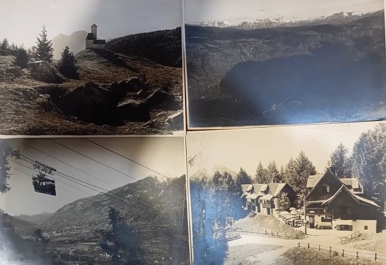 Insieme di 4 fotografie panoramiche, Hotel, Motagne, Funivia, Chiesetta. | Immagine principale