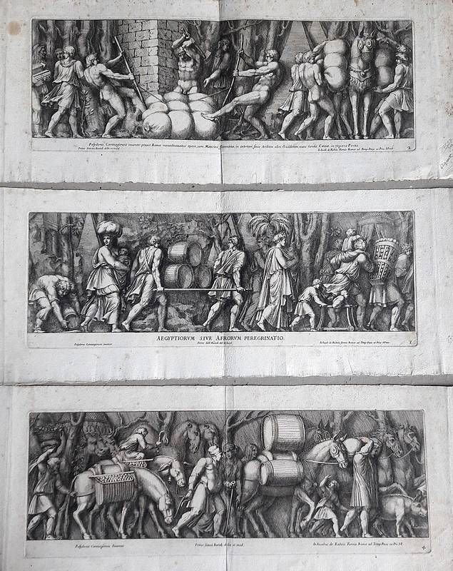 Insieme di tre rare incisioni da pitture di Polydorus Caravagiensis …