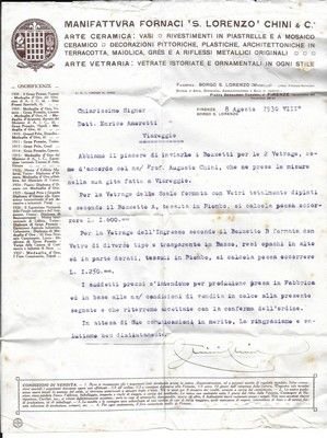 Insieme di una lettera su carta intestata dattiloscritta e firmata …