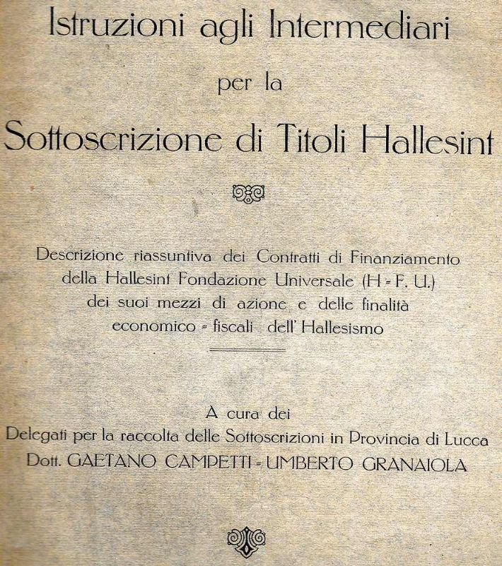 Istruzioni agli Intermediari per la Sottoscrizione di Titoli Hallesint. Descrizione …