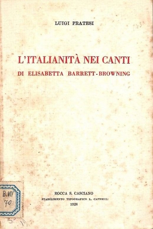L'Italianità nei Canti di Elisabetta Barrett-Browning.