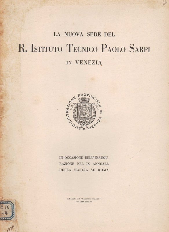 La nuova sede del R. Istituto Tecnico Paolo Sarpi in …