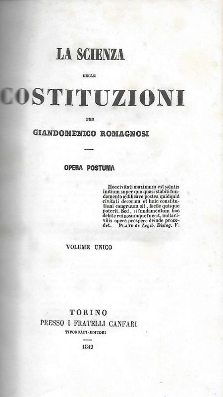 La scienza delle Costituzioni.